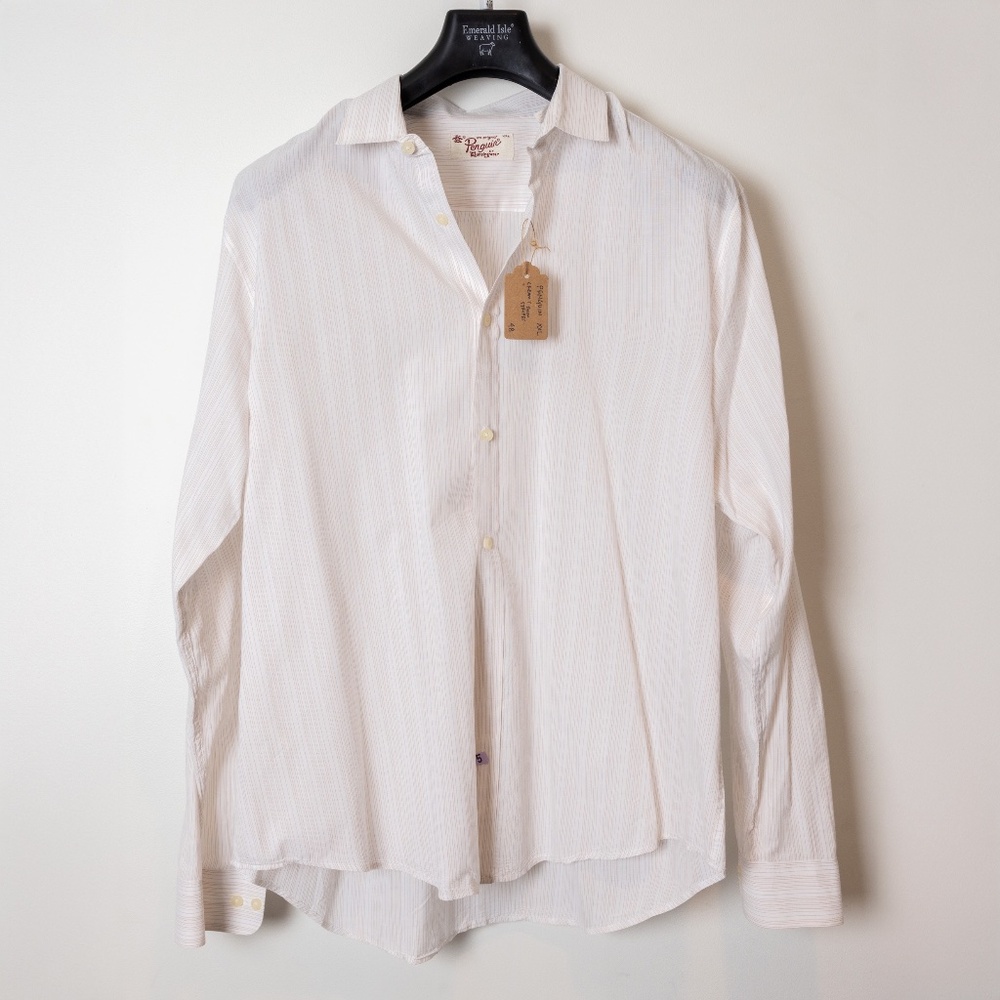 Original Penguin Men's Dress Shirt Size XXL - White with Tan Stripes